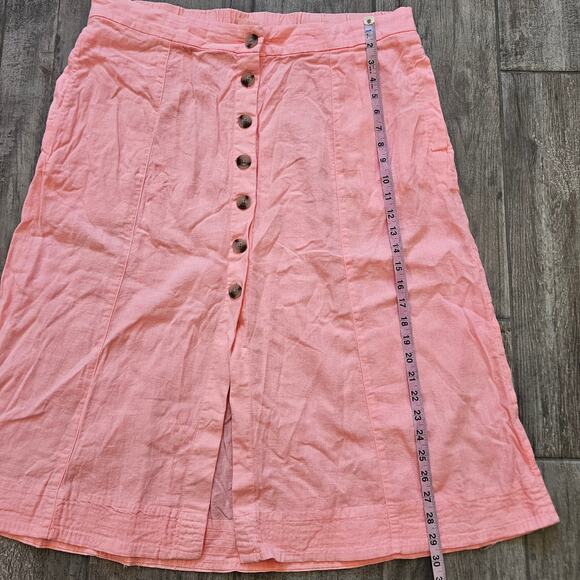 Universal Thread Button Front Linen Blend Midi Skirt Women’s XXL Pink A-Line - Picture 5 of 11